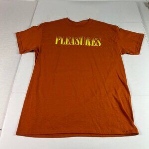 Pleasures Shirt Adult Medium Orange Faded Crumble Big Logo Short Sleeve Tee